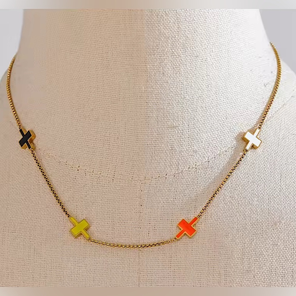 18K Gold Plated Stainless Steel Cross Necklace